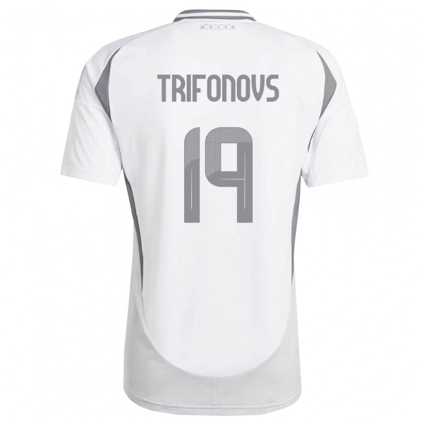 Danxen Hombre Camiseta Letonia Ratmirs Trifonovs #19 Blanco Gris Oscuro 2ª Equipación 26-28 La Camisa México