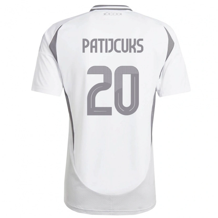 Danxen Hombre Camiseta Letonia Danila Patijcuks #20 Blanco Gris Oscuro 2ª Equipación 26-28 La Camisa México