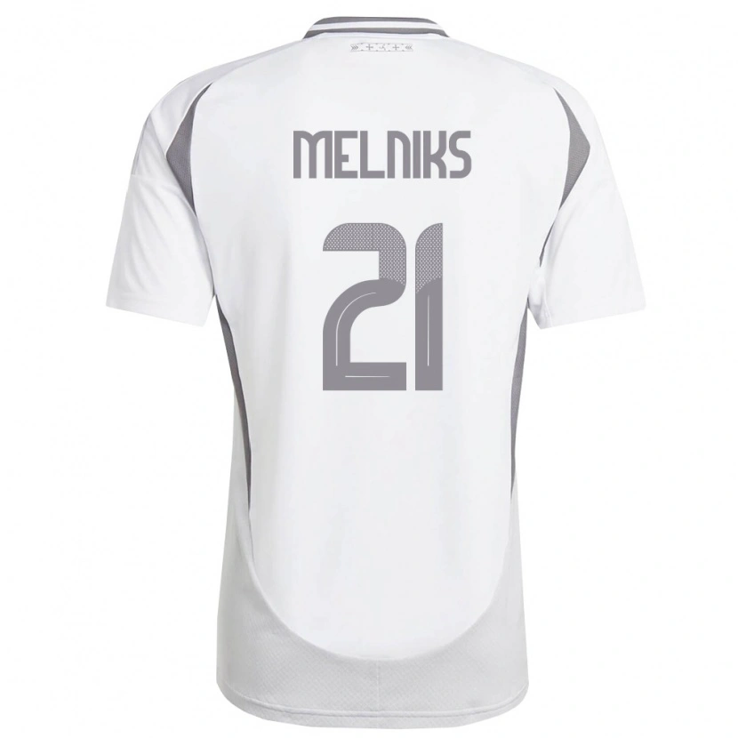 Danxen Hombre Camiseta Letonia Deniss Melniks #21 Blanco Gris Oscuro 2ª Equipación 26-28 La Camisa México