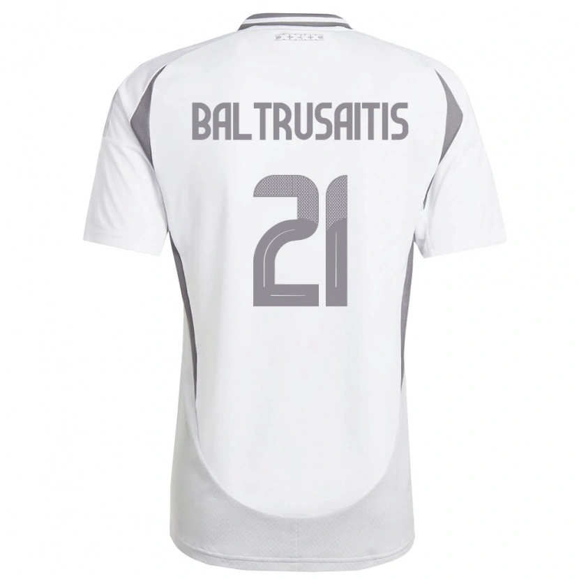 Danxen Hombre Camiseta Letonia Deivids Baltrusaitis #21 Blanco Gris Oscuro 2ª Equipación 26-28 La Camisa México