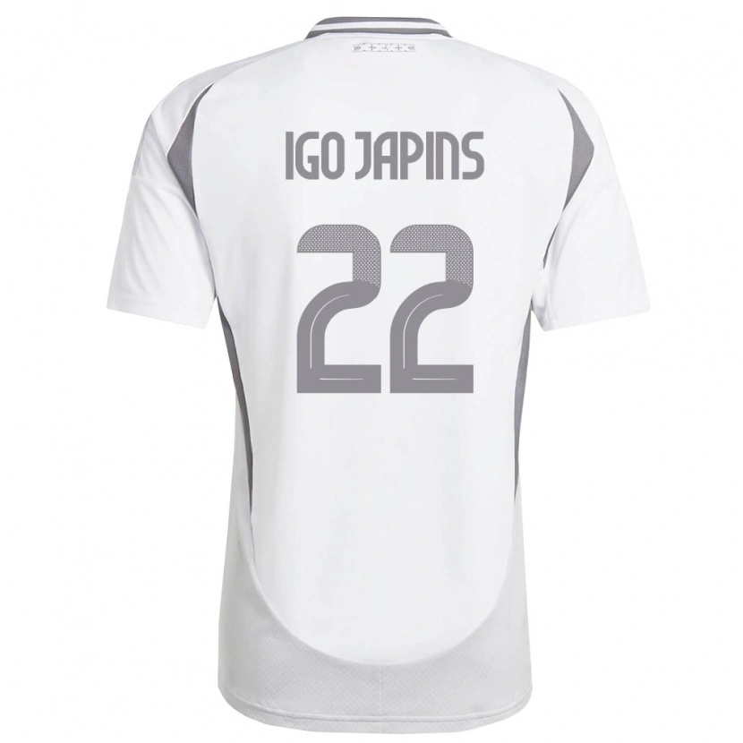 Danxen Hombre Camiseta Letonia Henrijs Igo Japins #22 Blanco Gris Oscuro 2ª Equipación 26-28 La Camisa México