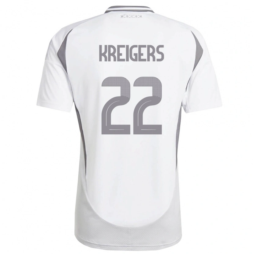 Danxen Hombre Camiseta Letonia Edvards Kreigers #22 Blanco Gris Oscuro 2ª Equipación 26-28 La Camisa México