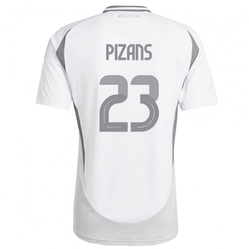 Danxen Hombre Camiseta Letonia Ricards Pizans #23 Blanco Gris Oscuro 2ª Equipación 26-28 La Camisa México