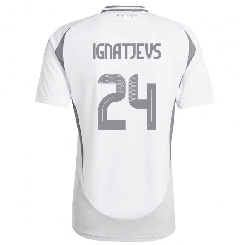 Danxen Hombre Camiseta Letonia Denis Ignatjevs #24 Blanco Gris Oscuro 2ª Equipación 26-28 La Camisa México