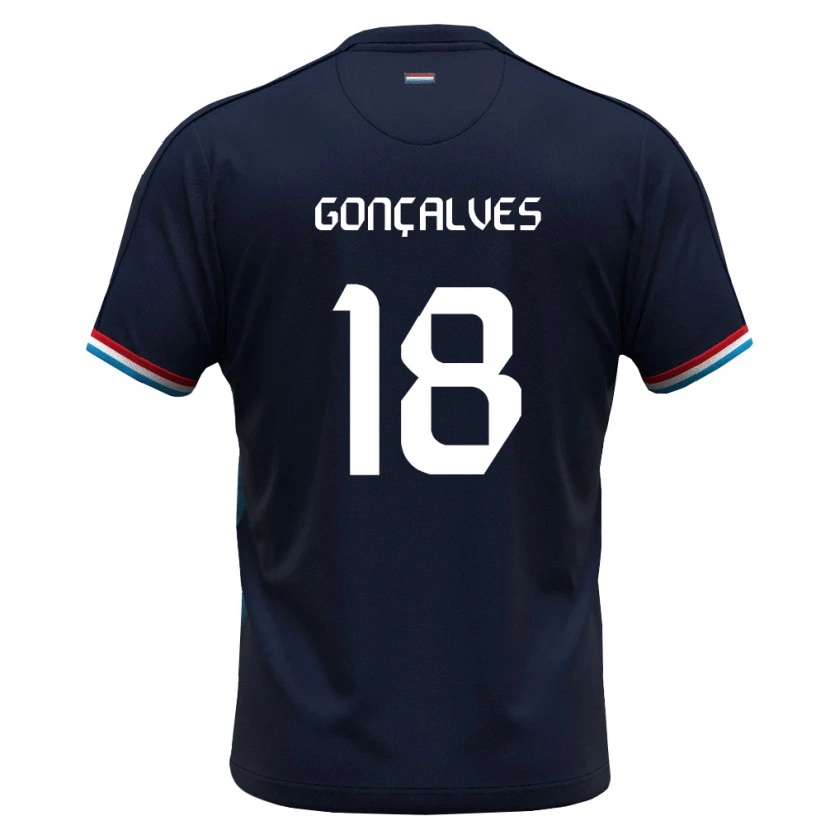 Danxen Hombre Camiseta Luxemburgo Miguel Gonçalves #18 Azul Real Rojo 2ª Equipación 26-28 La Camisa México