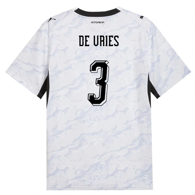 Danxen Hombre Camiseta Nueva Zelanda Francis De Vries #3 Negro Blanco 2ª Equipación 26-28 La Camisa México