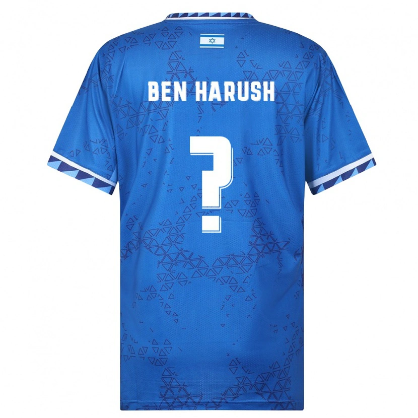 Danxen Hombre Camiseta Israel Noam Ben Harush #0 Azul Blanco 2ª Equipación 26-28 La Camisa México