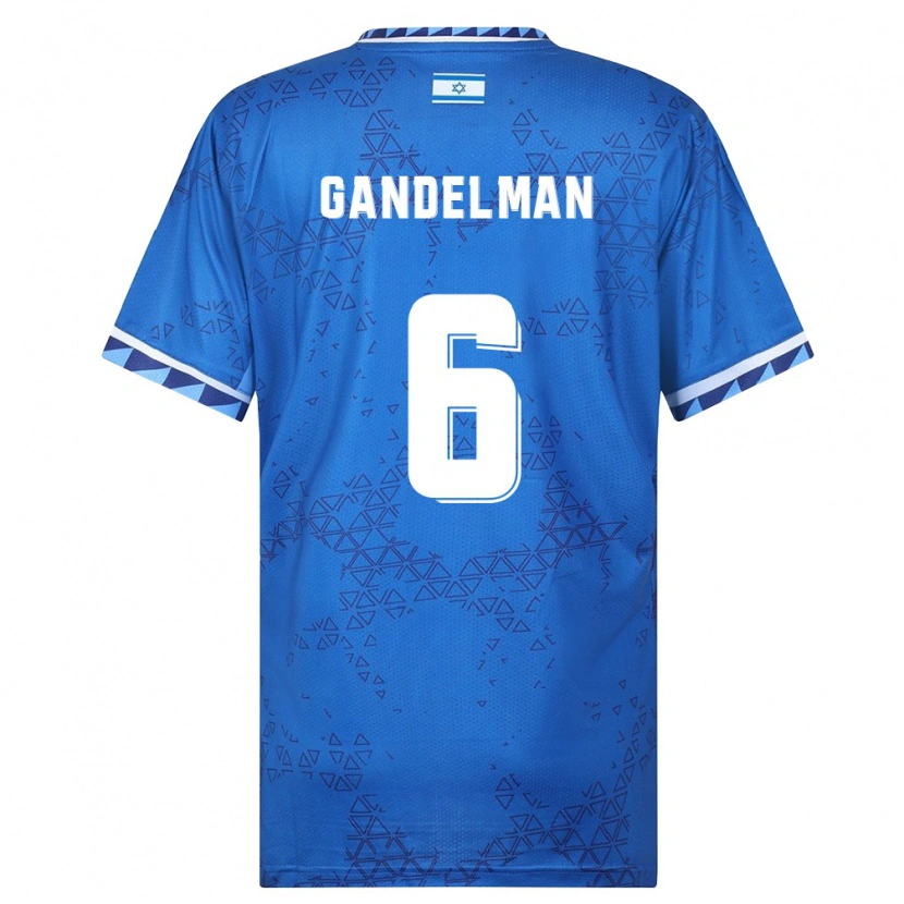 Danxen Hombre Camiseta Israel Omri Gandelman #6 Azul Blanco 2ª Equipación 26-28 La Camisa México