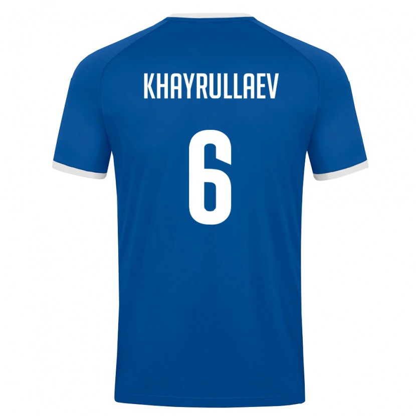 Danxen Mujer Camiseta Uzbekistán Ravshan Khayrullaev #6 Azul Real Blanco 1ª Equipación 26-28 La Camisa México