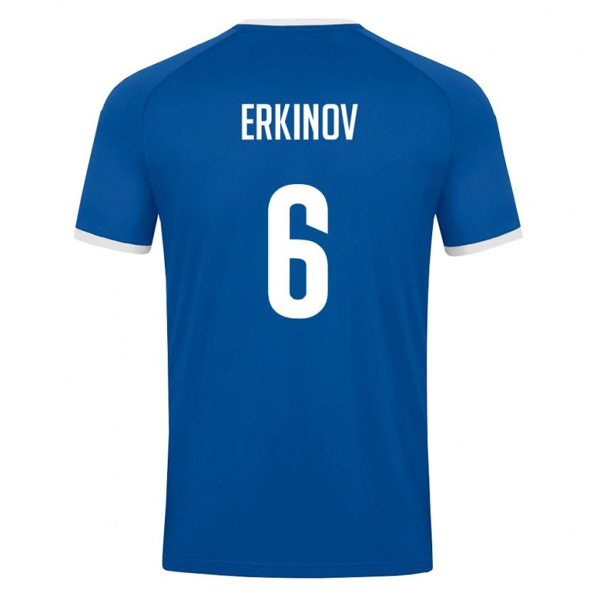 Danxen Mujer Camiseta Uzbekistán Bekhruz Erkinov #6 Azul Real Blanco 1ª Equipación 26-28 La Camisa México