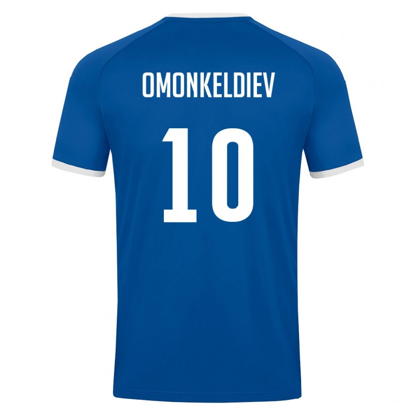 Danxen Mujer Camiseta Uzbekistán Fazliddin Omonkeldiev #10 Azul Real Blanco 1ª Equipación 26-28 La Camisa México