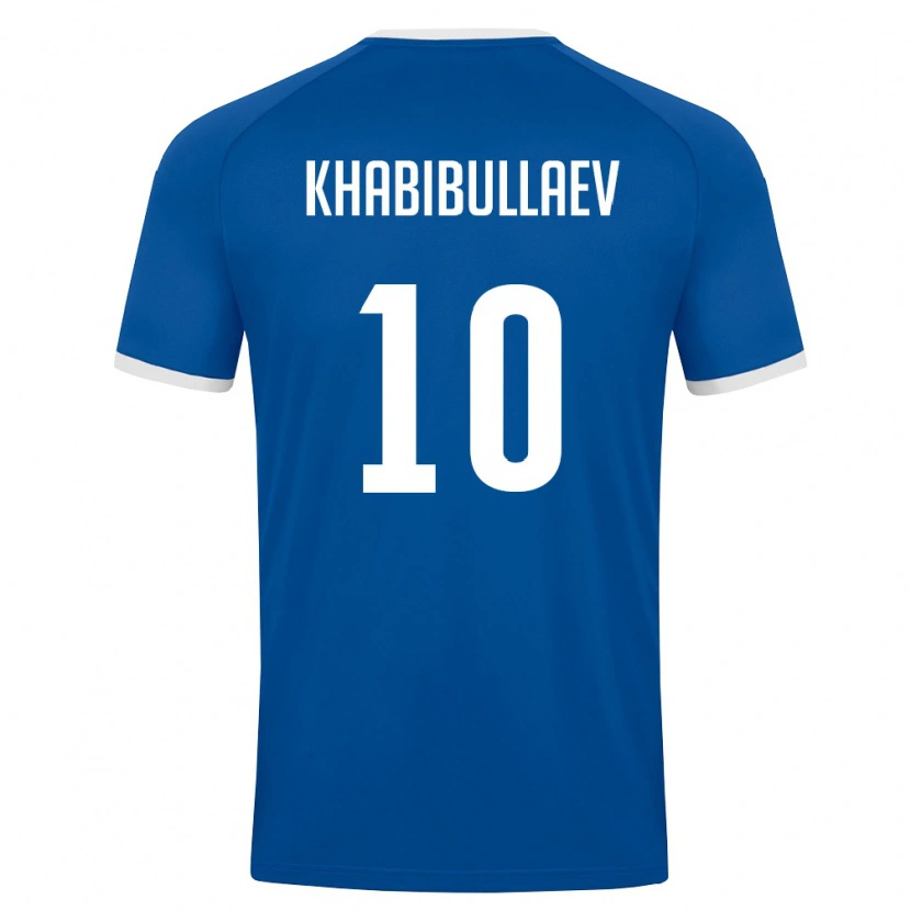 Danxen Mujer Camiseta Uzbekistán Mukhammad Khabibullaev #10 Azul Real Blanco 1ª Equipación 26-28 La Camisa México
