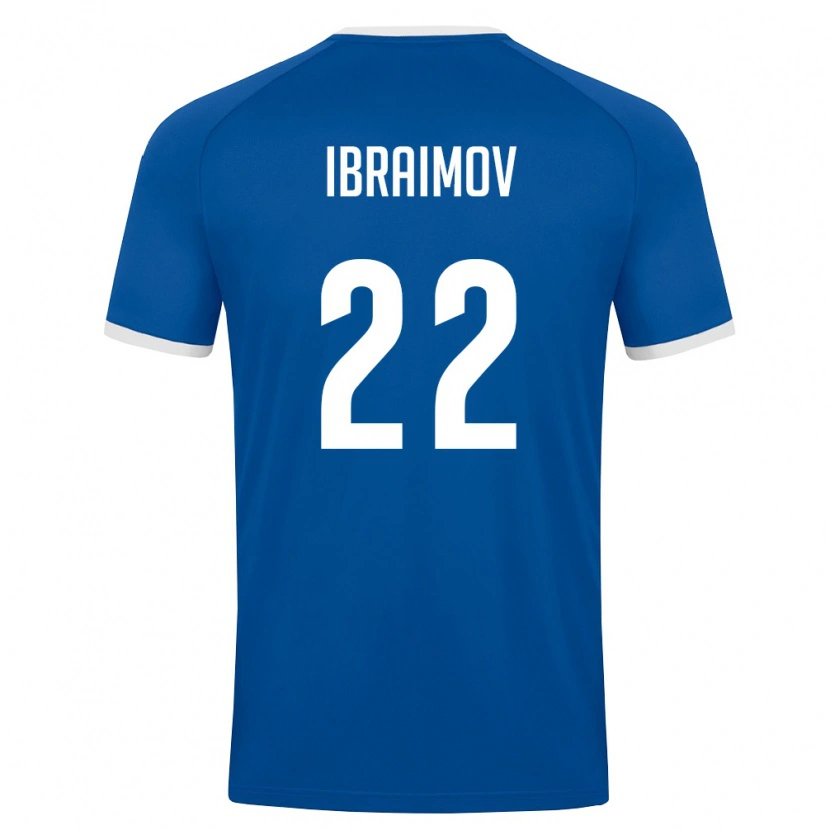 Danxen Mujer Camiseta Uzbekistán Nurlan Ibraimov #22 Azul Real Blanco 1ª Equipación 26-28 La Camisa México