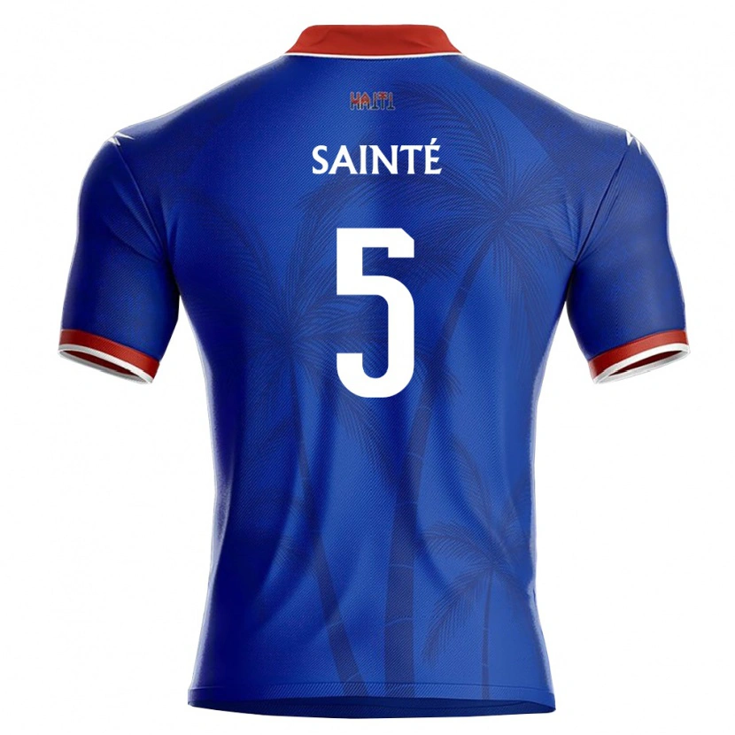 Danxen Mujer Camiseta Haití Carl Sainté #5 Azul Rojo Blanco 1ª Equipación 26-28 La Camisa México