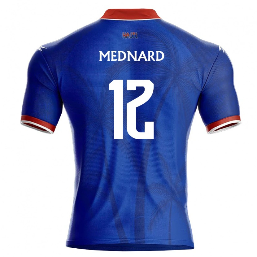 Danxen Mujer Camiseta Haití Jonah Mednard #12 Azul Rojo Blanco 1ª Equipación 26-28 La Camisa México