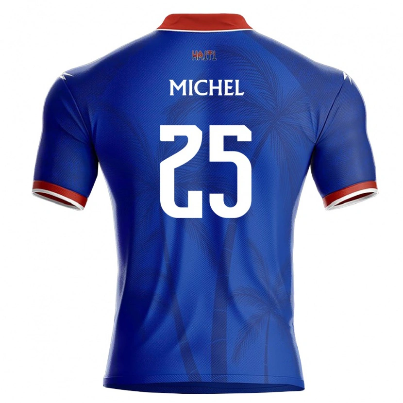 Danxen Mujer Camiseta Haití Téo James Michel #25 Azul Rojo Blanco 1ª Equipación 26-28 La Camisa México