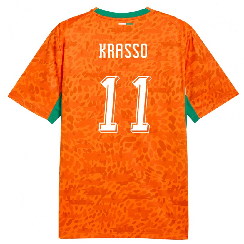 Danxen Mujer Camiseta Costa De Marfil Jean-Philippe Krasso #11 Naranja Verde Blanco 1ª Equipación 26-28 La Camisa México