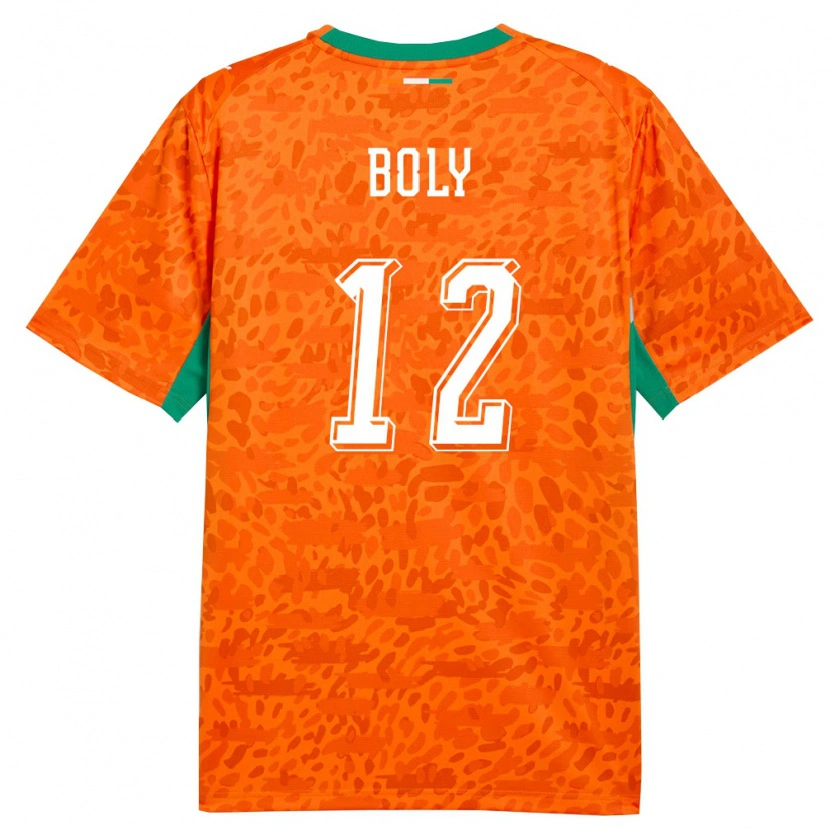 Danxen Mujer Camiseta Costa De Marfil Willy Boly #12 Naranja Verde Blanco 1ª Equipación 26-28 La Camisa México
