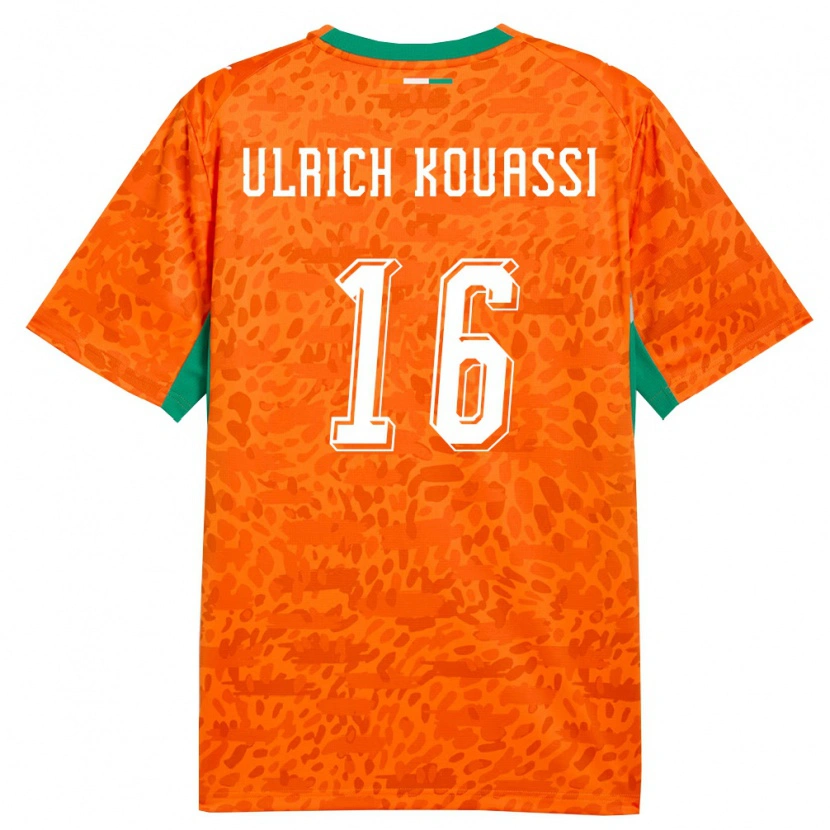 Danxen Mujer Camiseta Costa De Marfil Landry Ulrich Kouassi #16 Naranja Verde Blanco 1ª Equipación 26-28 La Camisa México