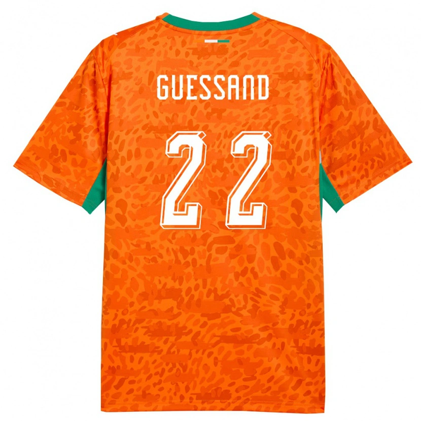 Danxen Mujer Camiseta Costa De Marfil Evann Guessand #22 Naranja Verde Blanco 1ª Equipación 26-28 La Camisa México