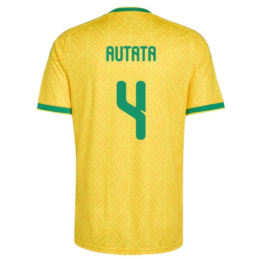 Danxen Mujer Camiseta Sudáfrica Patrick Autata #4 Amarillo Verde 1ª Equipación 26-28 La Camisa México