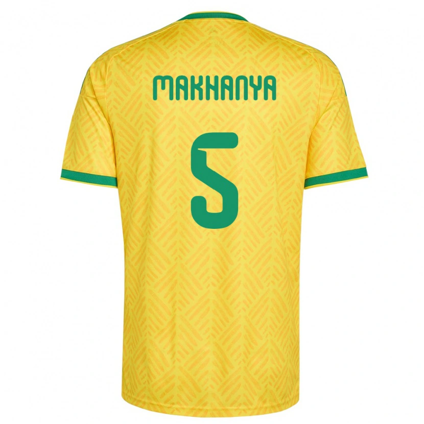 Danxen Mujer Camiseta Sudáfrica Olwethu Makhanya #5 Amarillo Verde 1ª Equipación 26-28 La Camisa México