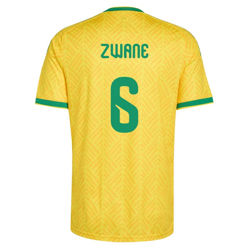 Danxen Mujer Camiseta Sudáfrica Samkelo Zwane #6 Amarillo Verde 1ª Equipación 26-28 La Camisa México