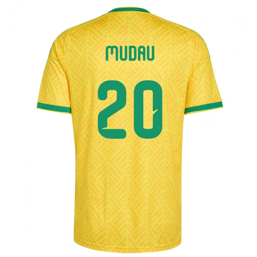 Danxen Mujer Camiseta Sudáfrica Khuliso Mudau #20 Amarillo Verde 1ª Equipación 26-28 La Camisa México