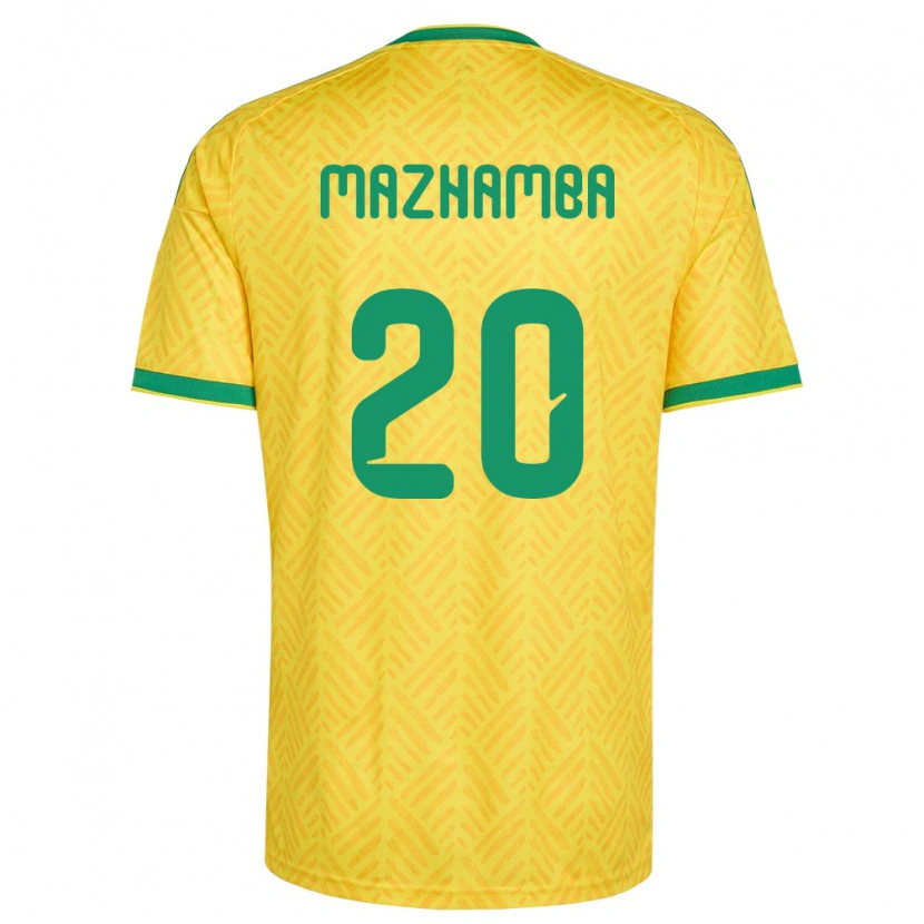 Danxen Mujer Camiseta Sudáfrica Takalani Mazhamba #20 Amarillo Verde 1ª Equipación 26-28 La Camisa México