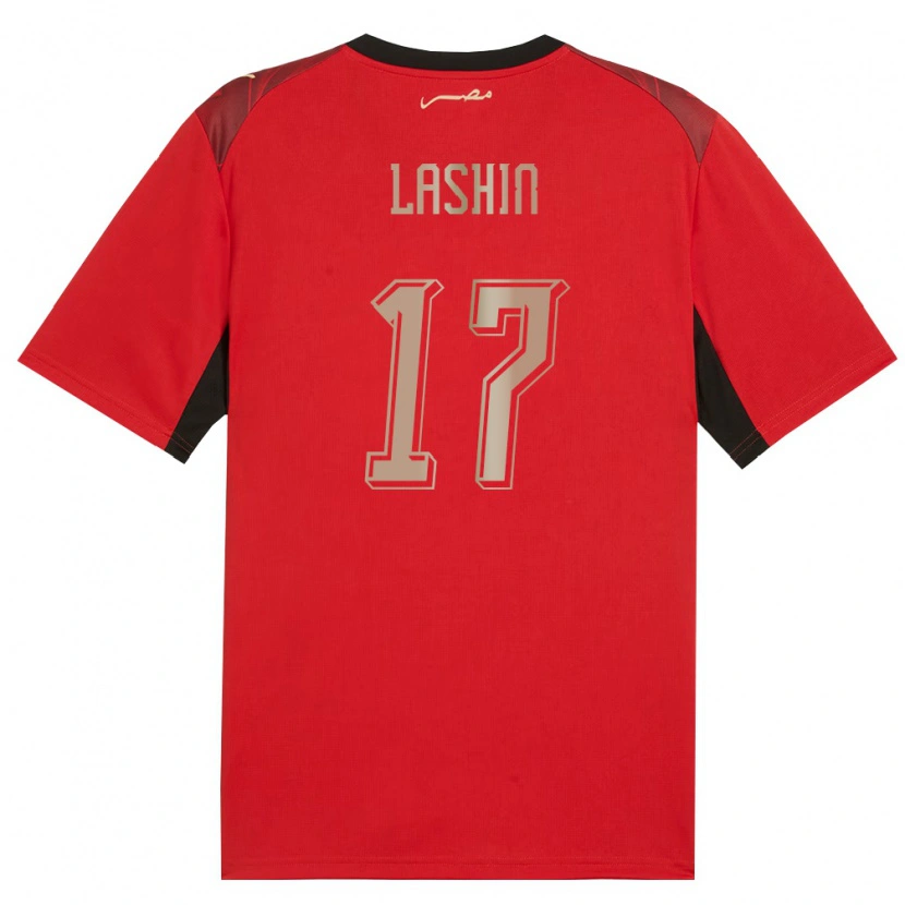Danxen Mujer Camiseta Egipto Mohanad Lasheen #17 Rojo Negro Oro 1ª Equipación 26-28 La Camisa México