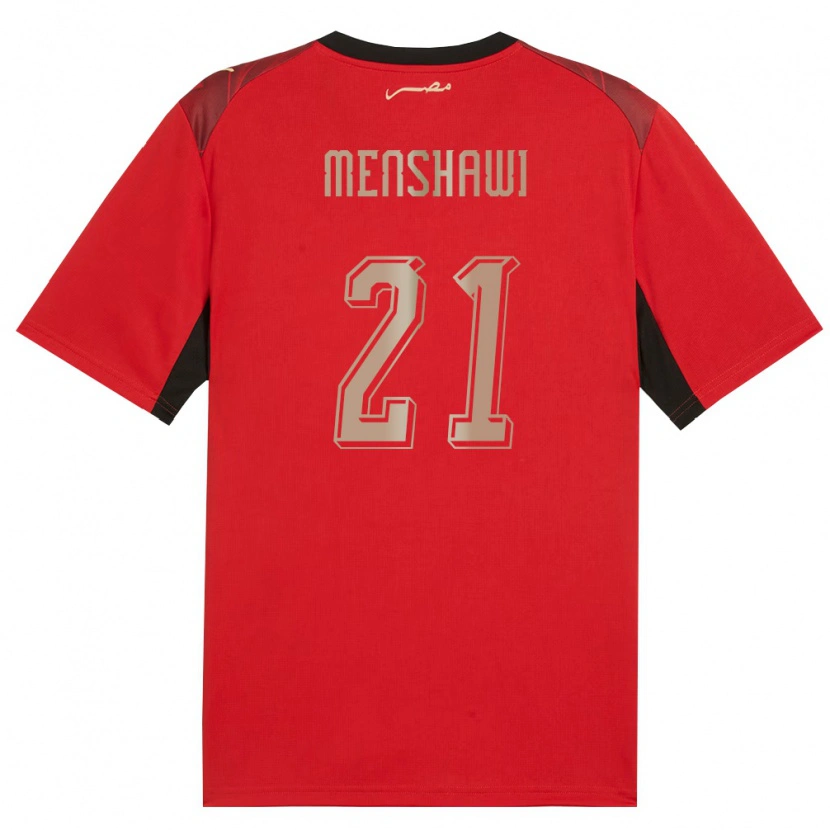 Danxen Mujer Camiseta Egipto Ahmed Menshawi #21 Rojo Negro Oro 1ª Equipación 26-28 La Camisa México