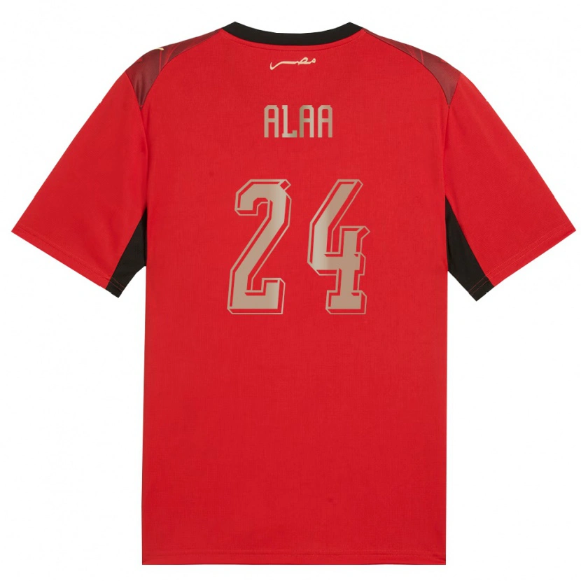 Danxen Mujer Camiseta Egipto Tarek Alaa #24 Rojo Negro Oro 1ª Equipación 26-28 La Camisa México