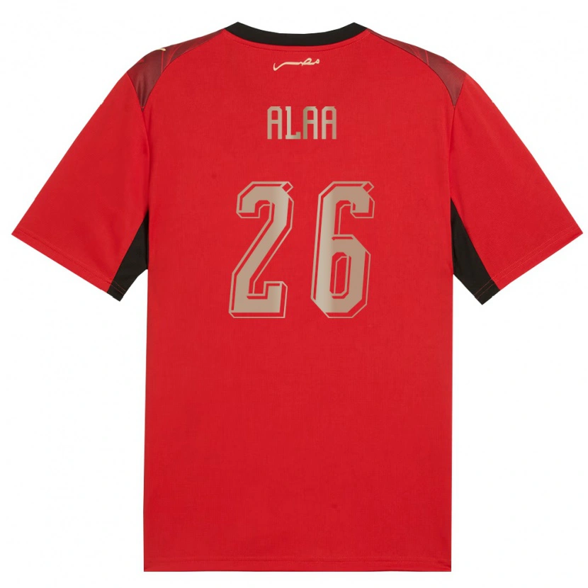 Danxen Mujer Camiseta Egipto Mohamed Alaa #26 Rojo Negro Oro 1ª Equipación 26-28 La Camisa México