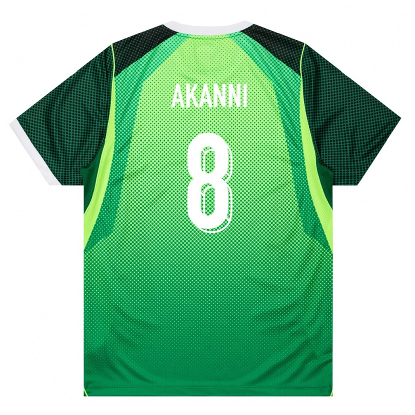 Danxen Mujer Camiseta Nigeria Qudus Akanni #8 Verde Blanco 1ª Equipación 26-28 La Camisa México