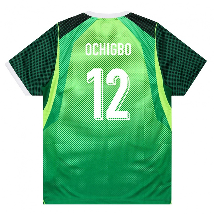 Danxen Mujer Camiseta Nigeria Edward Ochigbo #12 Verde Blanco 1ª Equipación 26-28 La Camisa México