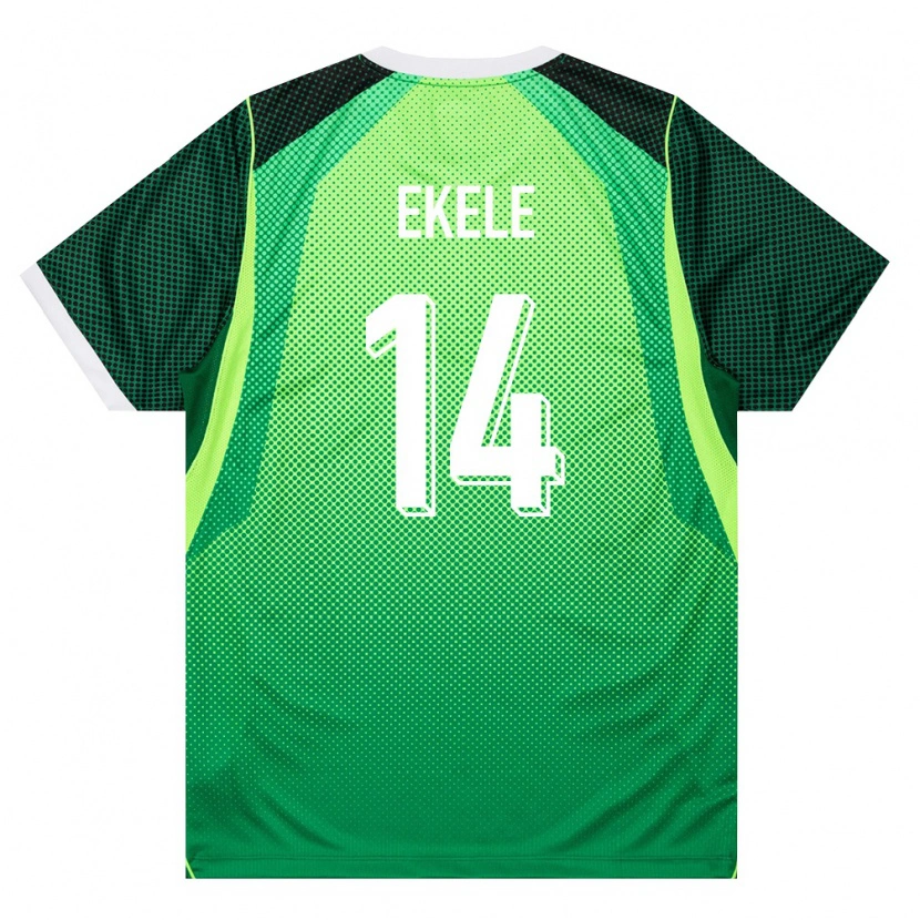 Danxen Mujer Camiseta Nigeria Emmanuel Ekele #14 Verde Blanco 1ª Equipación 26-28 La Camisa México