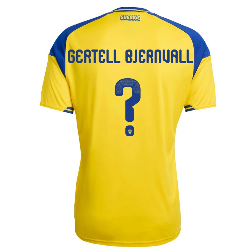 Danxen Mujer Camiseta Suecia Felix Gertell Bjernvall #0 Amarillo Azul Blanco 1ª Equipación 26-28 La Camisa México