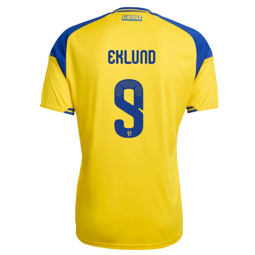 Danxen Mujer Camiseta Suecia Leonel Eklund #9 Amarillo Azul Blanco 1ª Equipación 26-28 La Camisa México