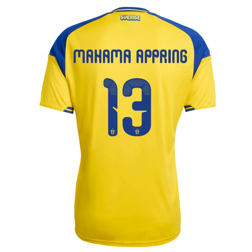 Danxen Mujer Camiseta Suecia Elliot Mahama Appring #13 Amarillo Azul Blanco 1ª Equipación 26-28 La Camisa México