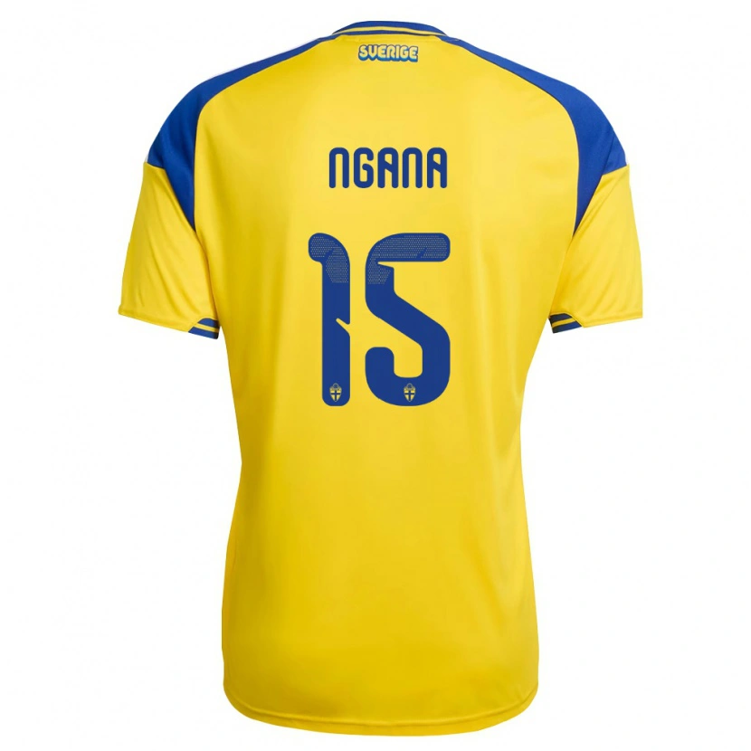 Danxen Mujer Camiseta Suecia Warren Ngana #15 Amarillo Azul Blanco 1ª Equipación 26-28 La Camisa México