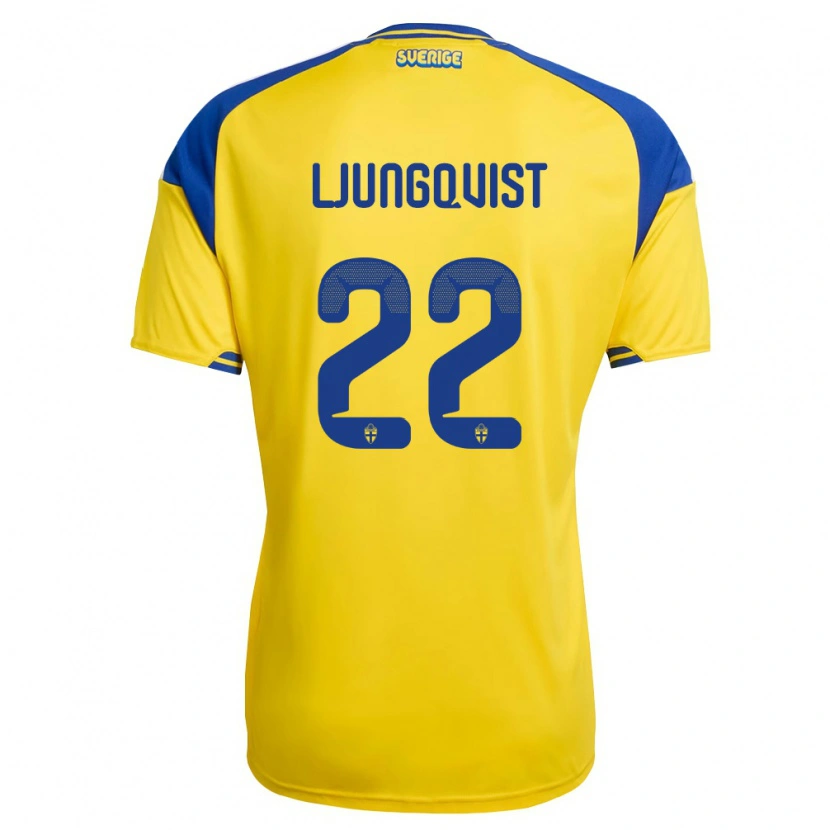 Danxen Mujer Camiseta Suecia Melvin Ljungqvist #22 Amarillo Azul Blanco 1ª Equipación 26-28 La Camisa México