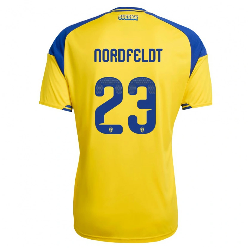 Danxen Mujer Camiseta Suecia Kristoffer Nordfeldt #23 Amarillo Azul Blanco 1ª Equipación 26-28 La Camisa México