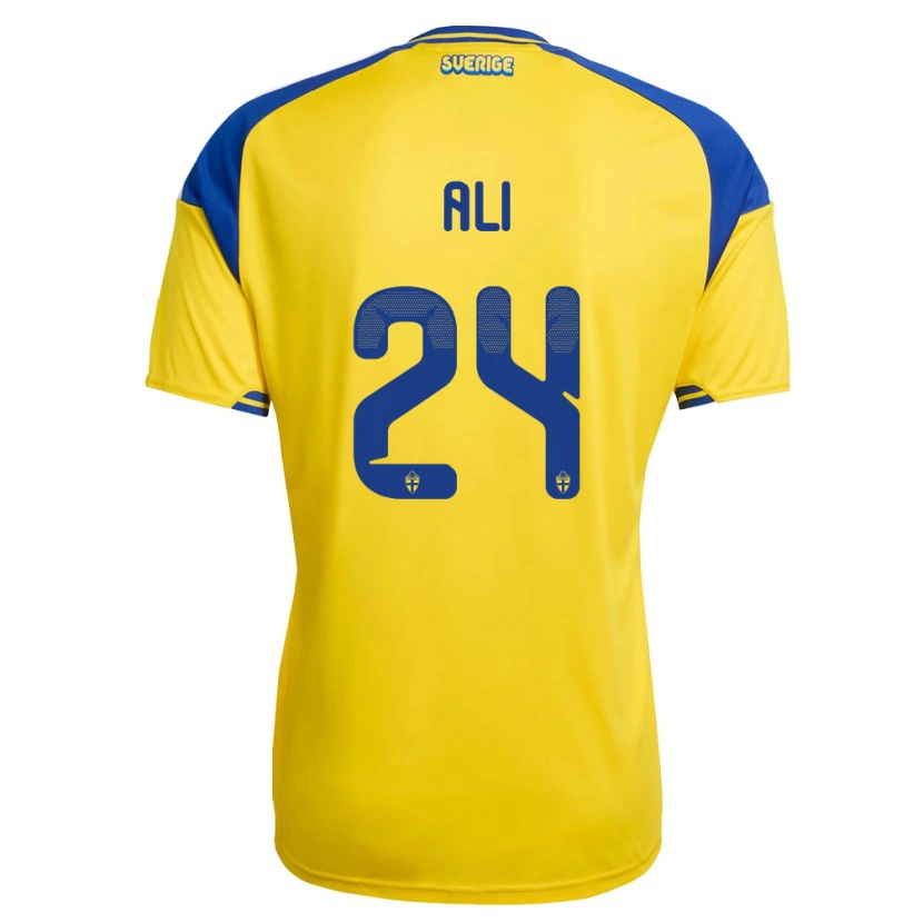 Danxen Mujer Camiseta Suecia Taha Ali #24 Amarillo Azul Blanco 1ª Equipación 26-28 La Camisa México