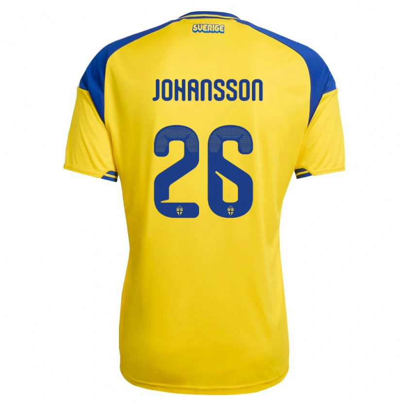 Danxen Mujer Camiseta Suecia Herman Johansson #26 Amarillo Azul Blanco 1ª Equipación 26-28 La Camisa México