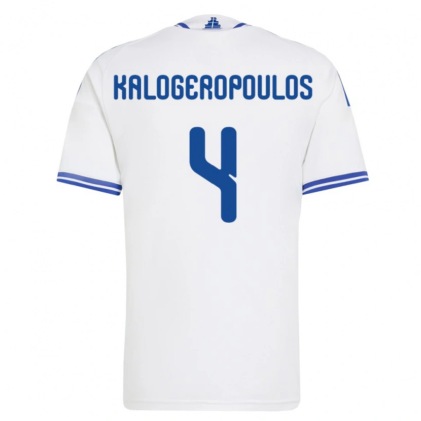 Danxen Mujer Camiseta Grecia Alexios Kalogeropoulos #4 Blanco Azul 1ª Equipación 26-28 La Camisa México