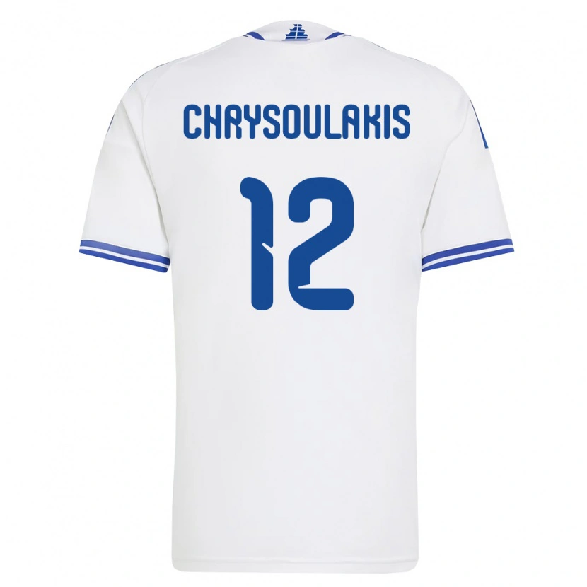 Danxen Mujer Camiseta Grecia Giannis Chrysoulakis #12 Blanco Azul 1ª Equipación 26-28 La Camisa México