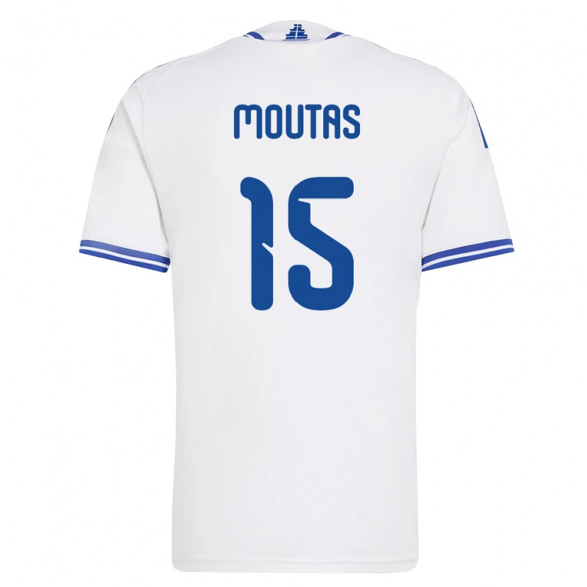 Danxen Mujer Camiseta Grecia Angelos Moutas #15 Blanco Azul 1ª Equipación 26-28 La Camisa México