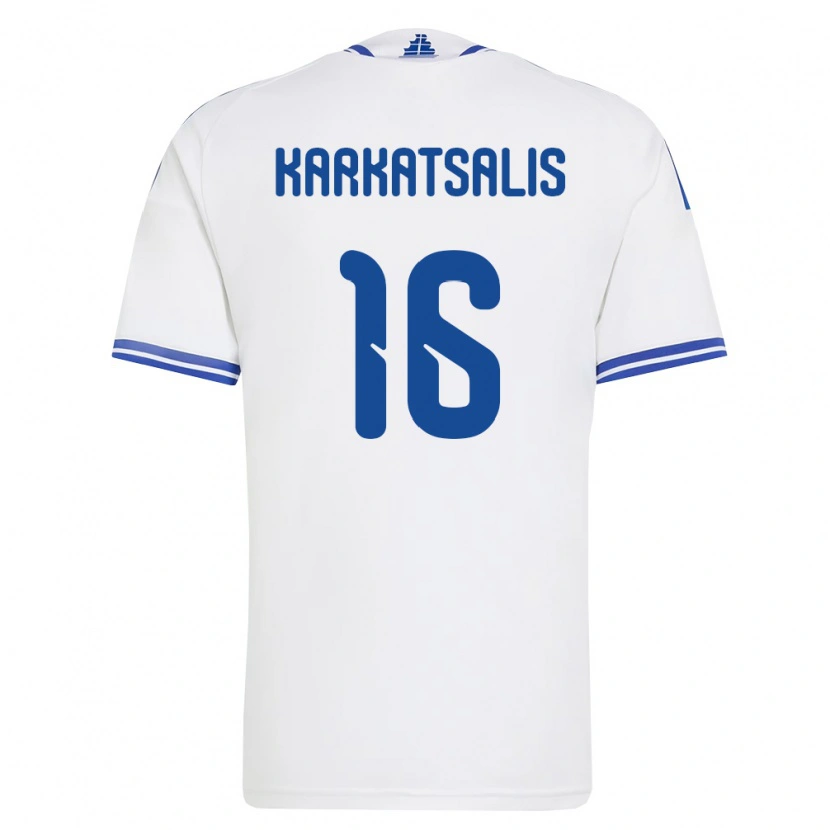 Danxen Mujer Camiseta Grecia Vasilios Karkatsalis #16 Blanco Azul 1ª Equipación 26-28 La Camisa México