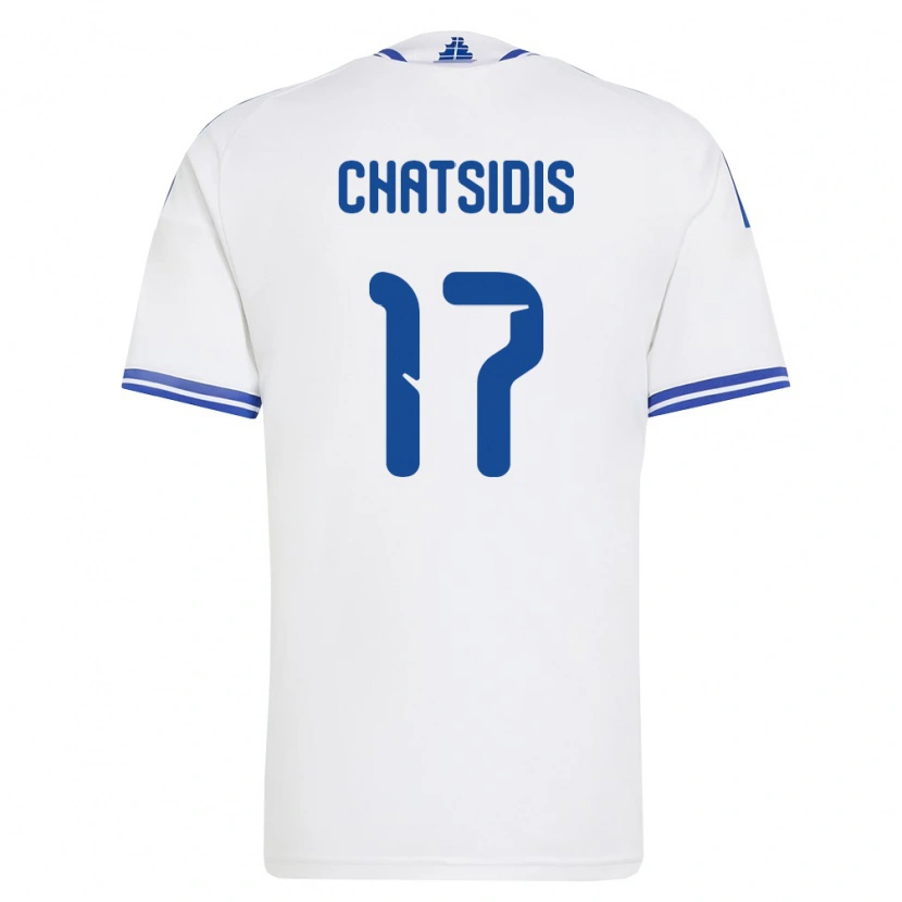 Danxen Mujer Camiseta Grecia Dimitrios Chatsidis #17 Blanco Azul 1ª Equipación 26-28 La Camisa México