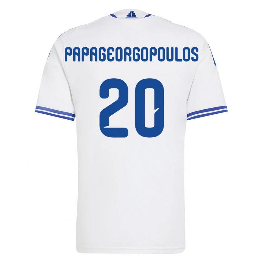 Danxen Mujer Camiseta Grecia Dimitrios Papageorgopoulos #20 Blanco Azul 1ª Equipación 26-28 La Camisa México